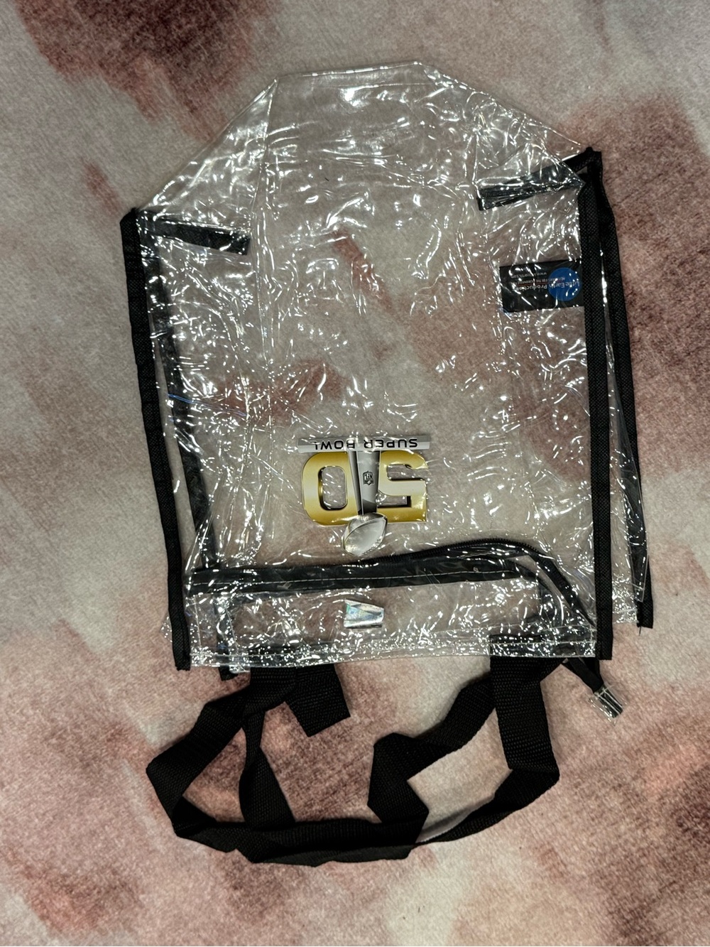 Clear Black-Trim PVC Tote Bag with Front Zip Pocket